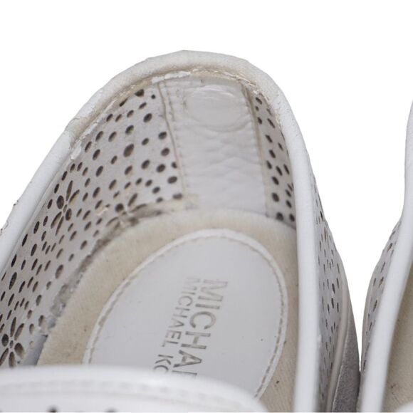 Michael Kors White 01133 Kane Perforated Slip On Sneakers, Size 8 - Picture 5 of 11